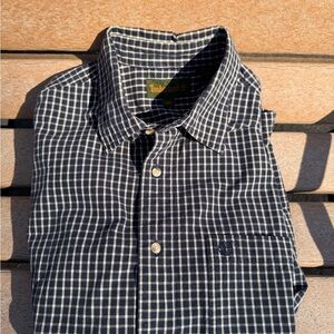 Timberland Men's Blue and White Plaid Shirt